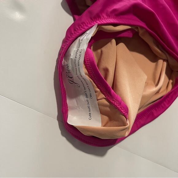 J Crew Ruched Ruffle One-Piece Swimsuit Radiant Fuchisa - Picture 7 of 14